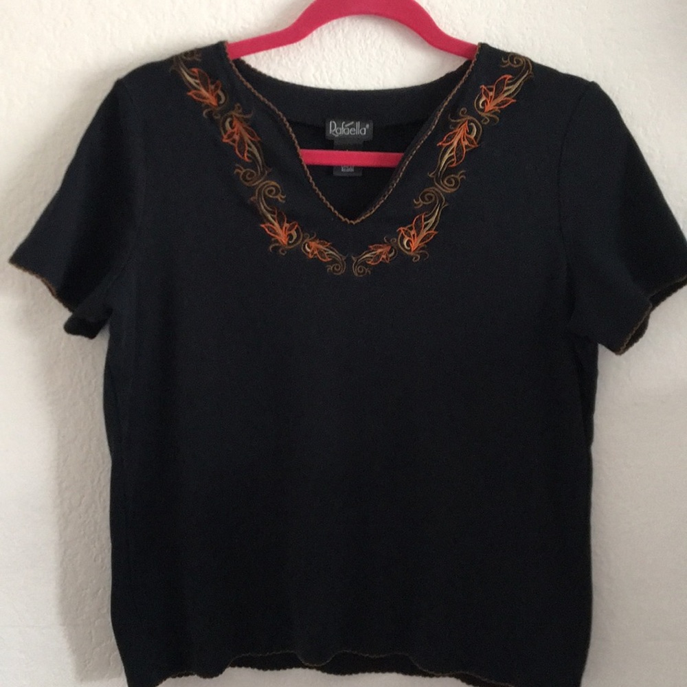 Embroidered shirt with orange lining